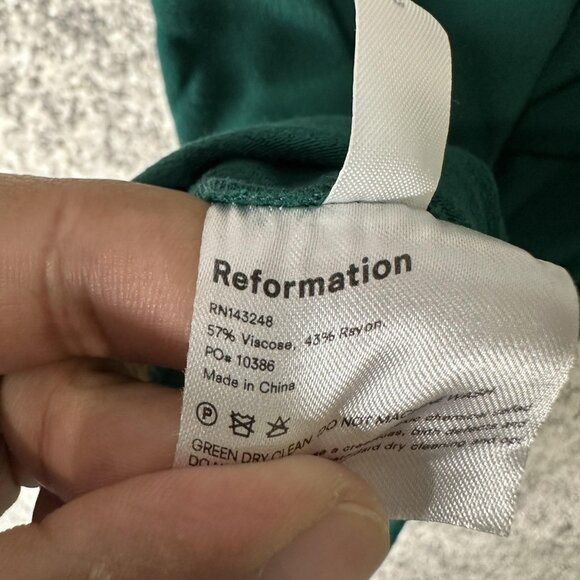 Reformation Dress Womens 6 Green Sweetheart Maxi Ruffle Strap Formal Gown - Picture 6 of 8